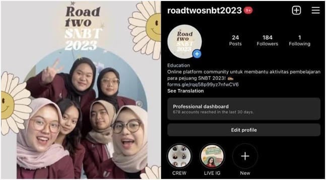 Mahasiswa Telkom University Motivasi Calon Peserta SNBT 2023 via Instagram